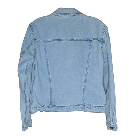 Vintage 90’s Newport News Womens 10 Denim Jacket Yellow Embroidered Flowers - Picture 2 of 9